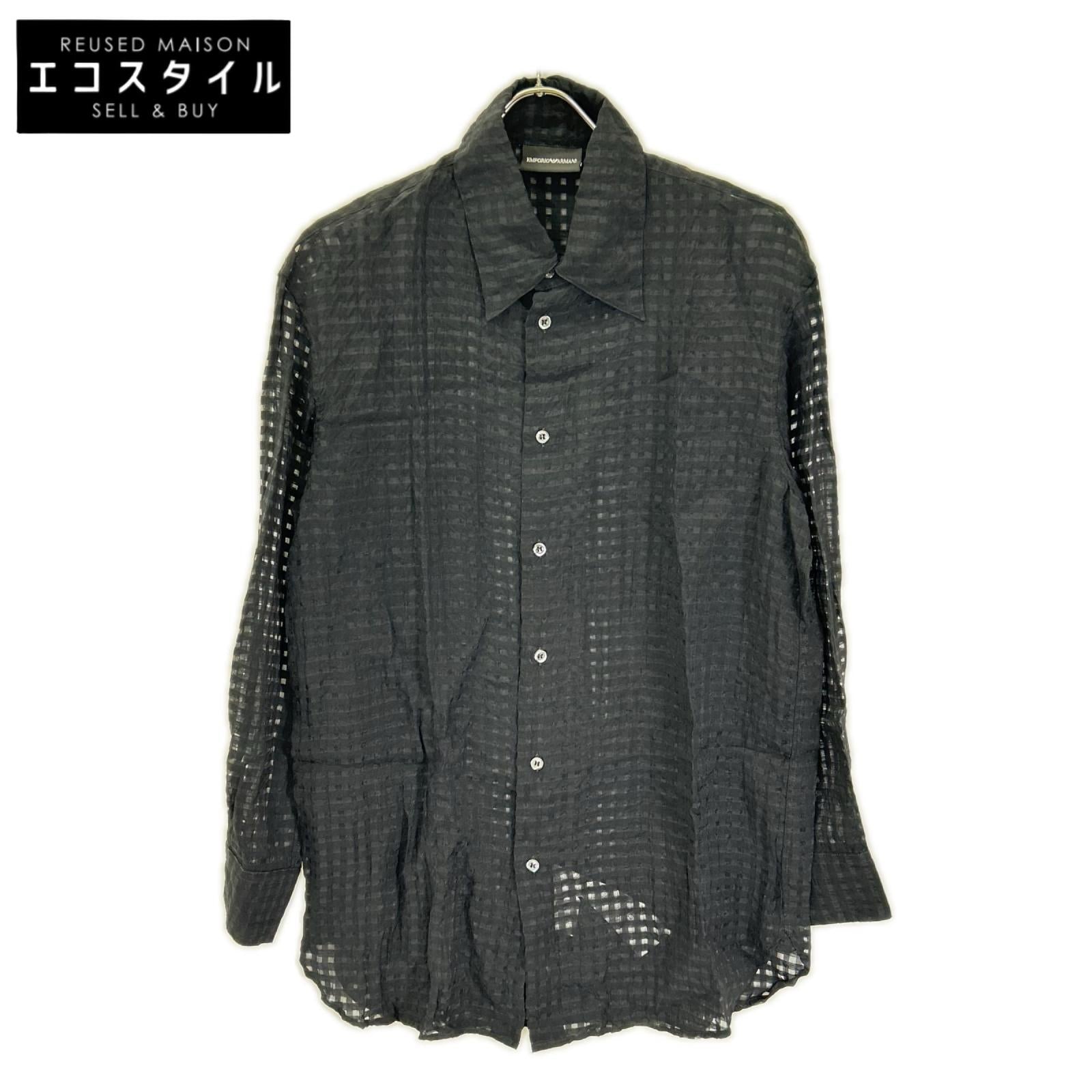 EMPORIOARMANI エンポリオアルマーニ E31F41F1356 ブラック ギンガムチェック シーアーシャツ トップス