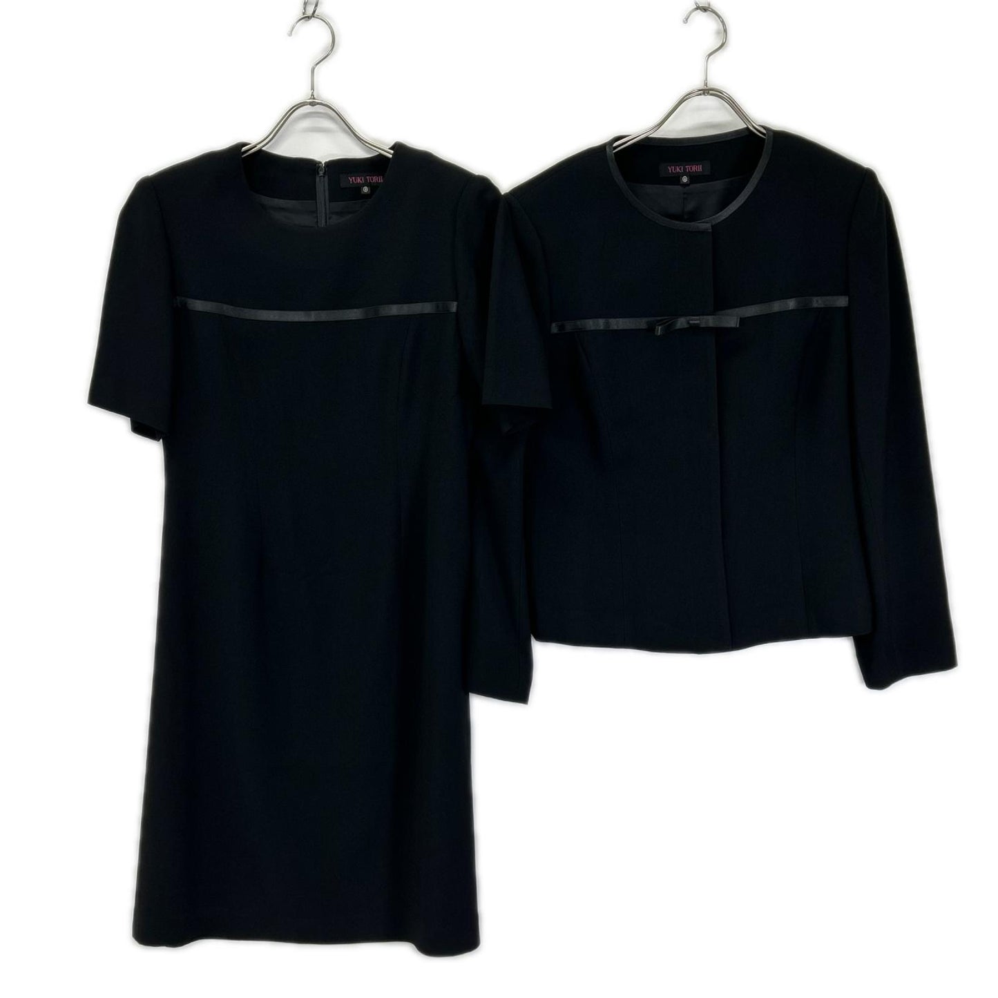 YUKITORII ユキトリイ 21-609-708-8 ブラック ノーカラージャケット ワンピース 喪服 ワンピース