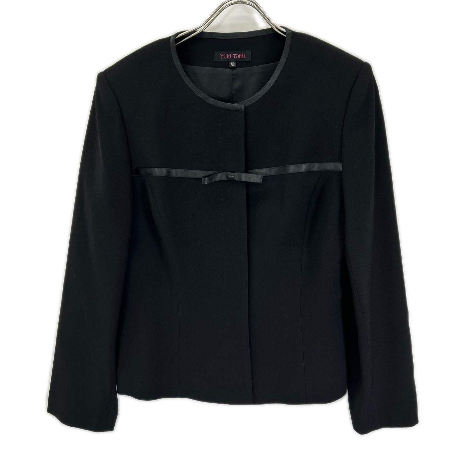 YUKITORII ユキトリイ 21-609-708-8 ブラック ノーカラージャケット ワンピース 喪服 ワンピース
