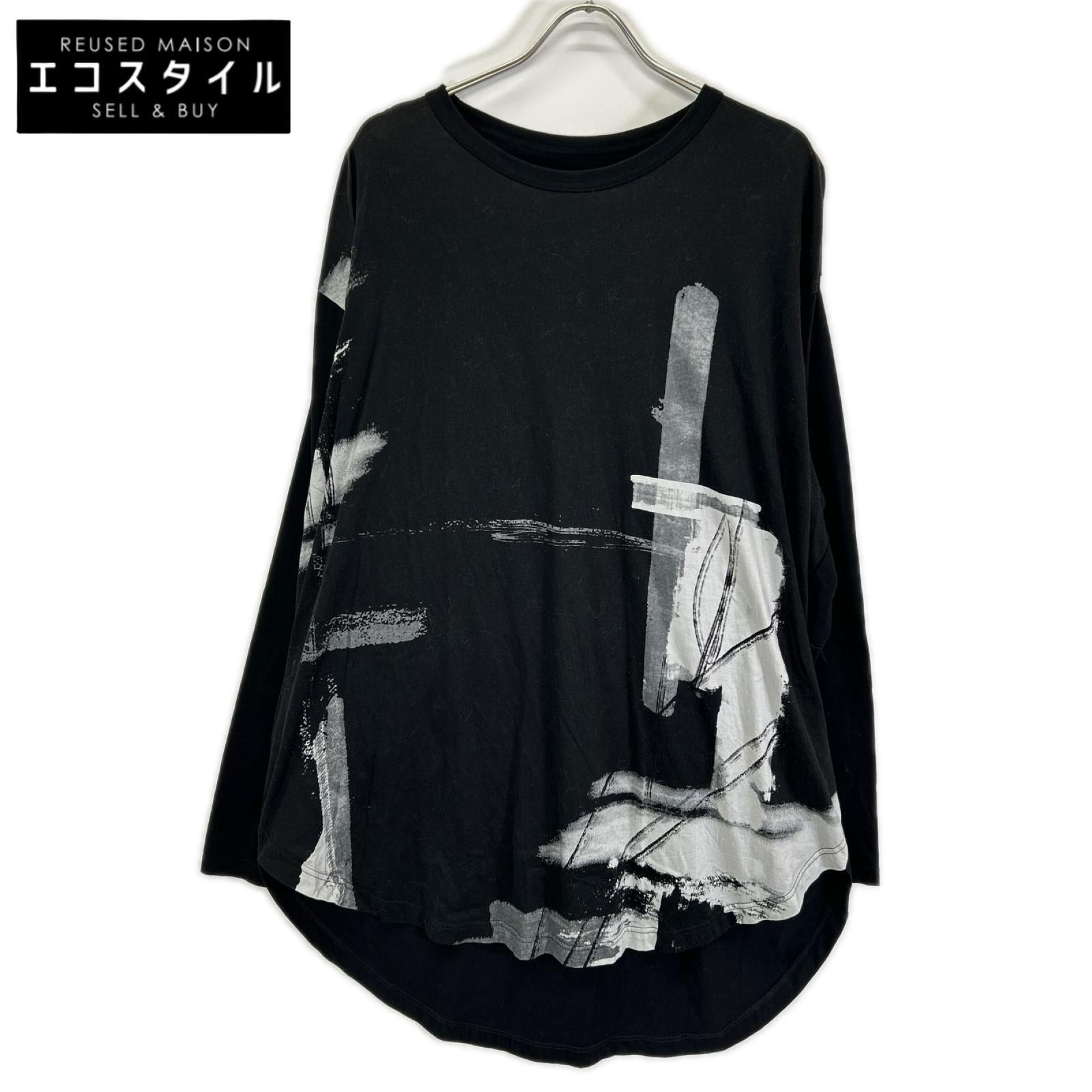 Ground Y グラウンドワイ GL-T06-012 ブラック Long Sleeve Jumbo Round T-Shirt トップス