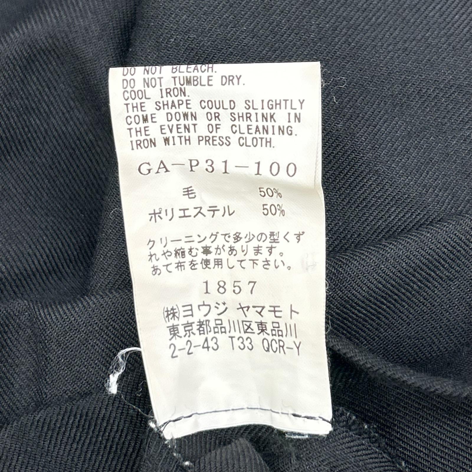 Ground Y グラウンドワイ GA-P31-100 ブラック ポリウールギャバジンラップパンツ ボトムス