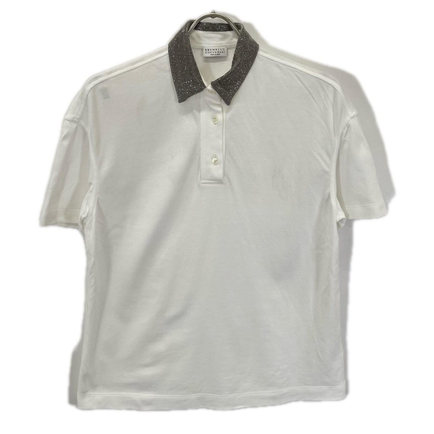 BRUNELLO CUCINELLI ブルネロクチネリ M0T63BG605JAP ホワイト モニーレ襟 半袖ポロシャツ トップス