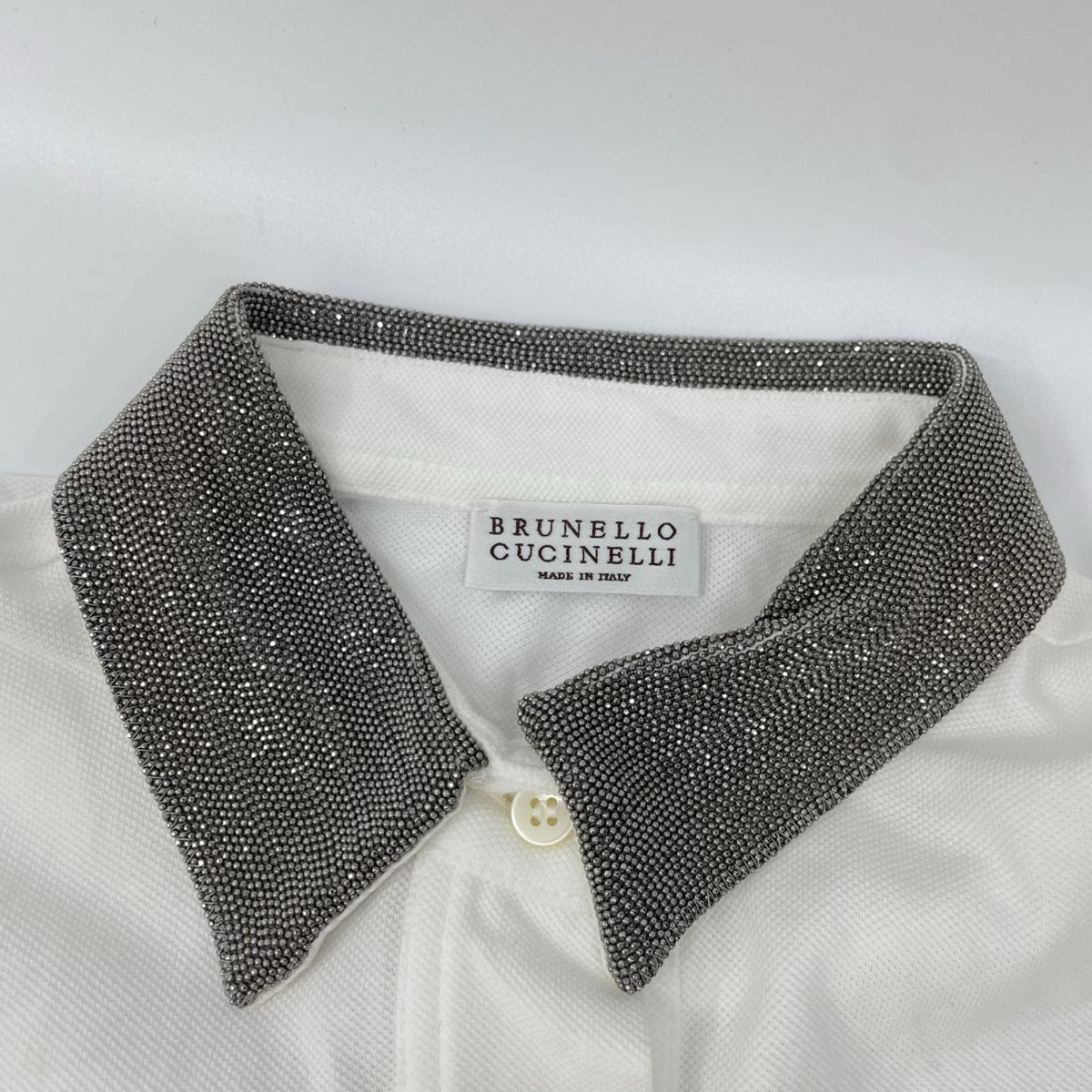 BRUNELLO CUCINELLI ブルネロクチネリ M0T63BG605JAP ホワイト モニーレ襟 半袖ポロシャツ トップス