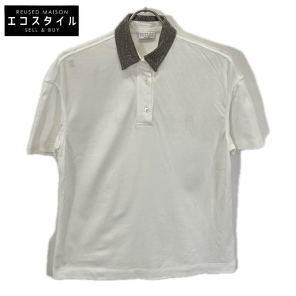 BRUNELLO CUCINELLI ブルネロクチネリ M0T63BG605JAP ホワイト モニーレ襟 半袖ポロシャツ トップス