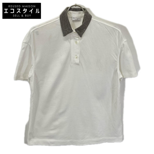 BRUNELLO CUCINELLI ブルネロクチネリ M0T63BG605JAP ホワイト モニーレ襟 半袖ポロシャツ トップス