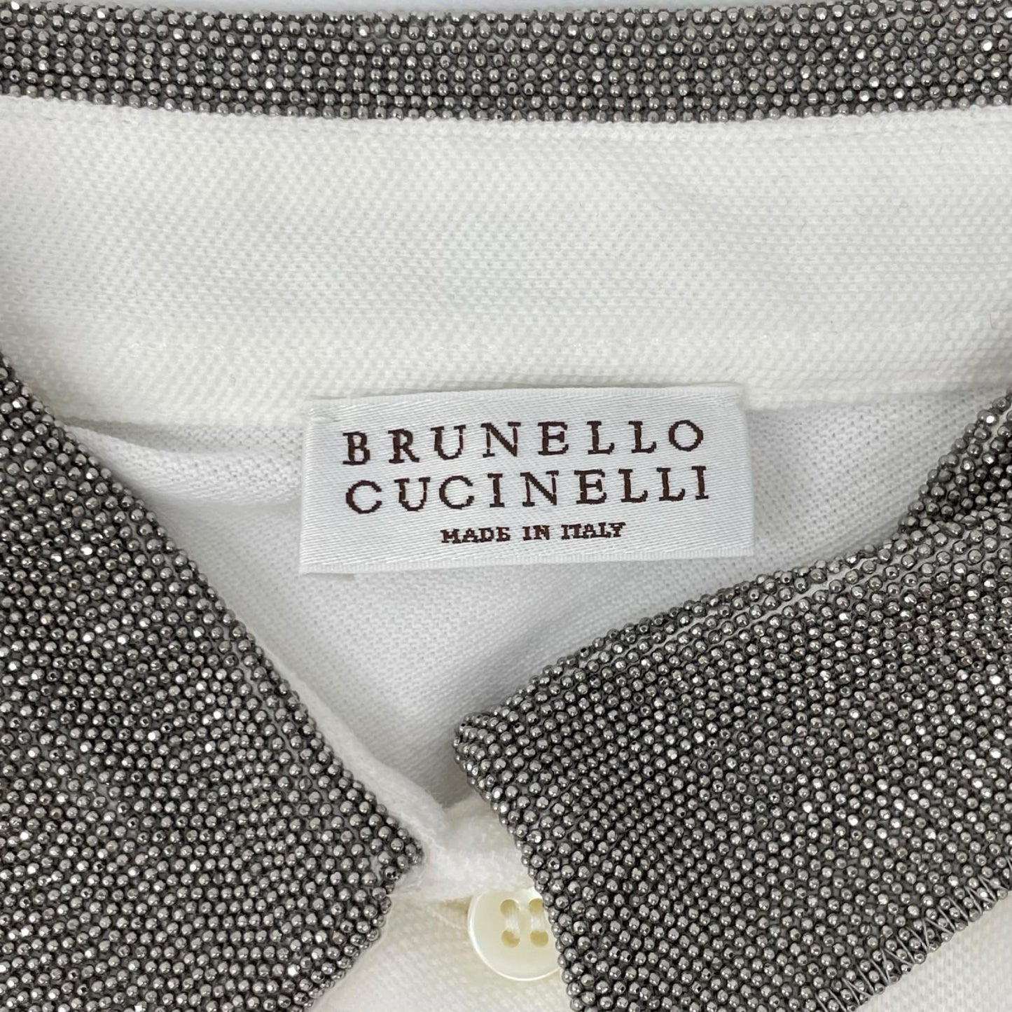 BRUNELLO CUCINELLI ブルネロクチネリ M0T63BG605JAP ホワイト モニーレ襟 半袖ポロシャツ トップス