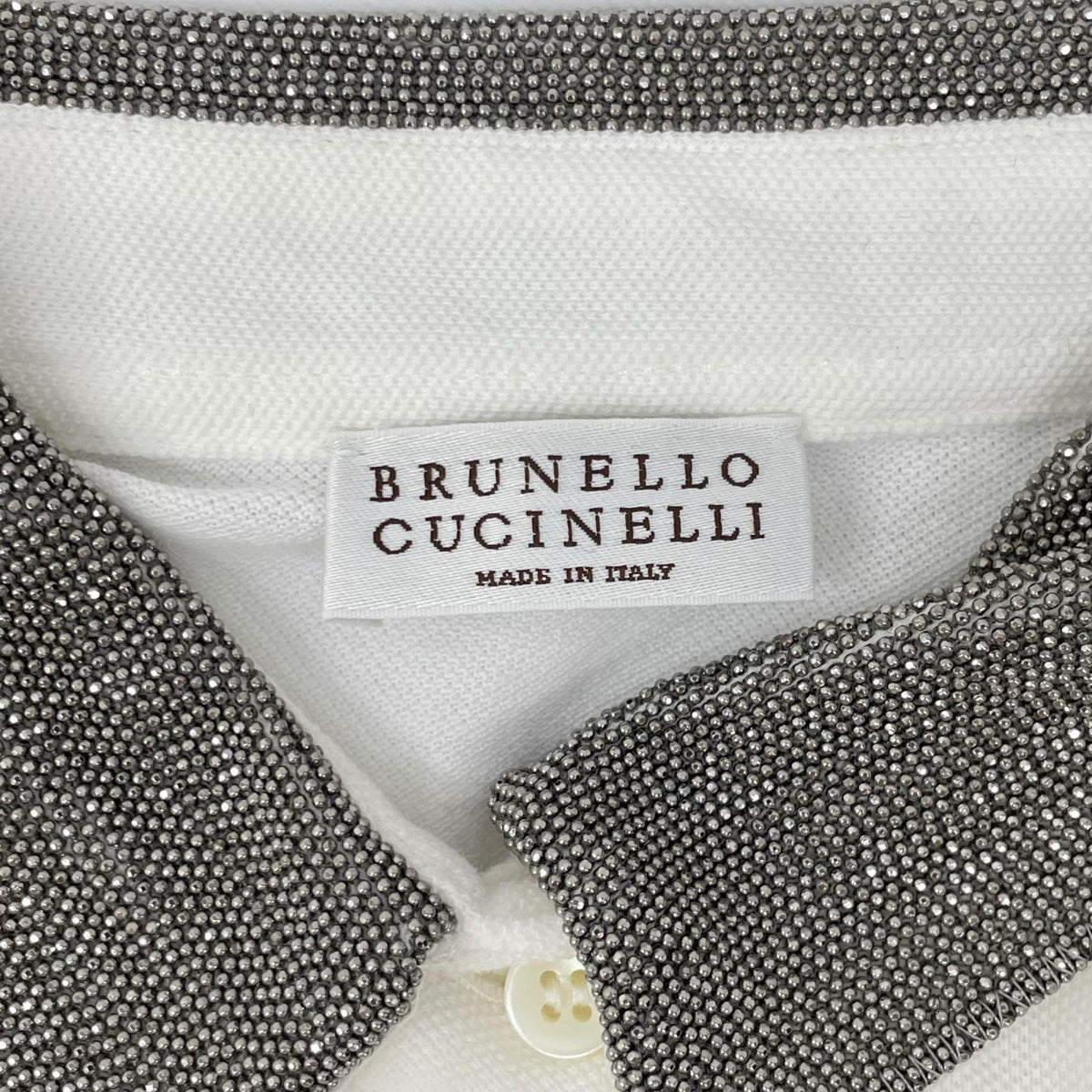 BRUNELLO CUCINELLI ブルネロクチネリ M0T63BG605JAP ホワイト モニーレ襟 半袖ポロシャツ トップス