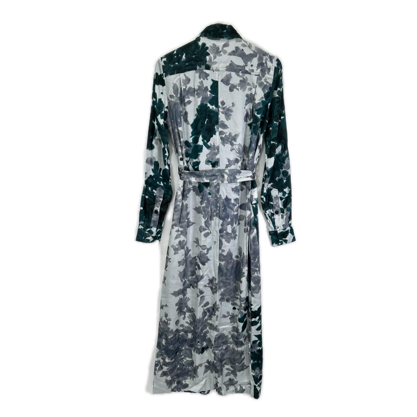 DRIES VAN NOTEN ドリスヴァンノッテン グリーン系 リーフ柄 ビスコース シャツワンピース ワンピース