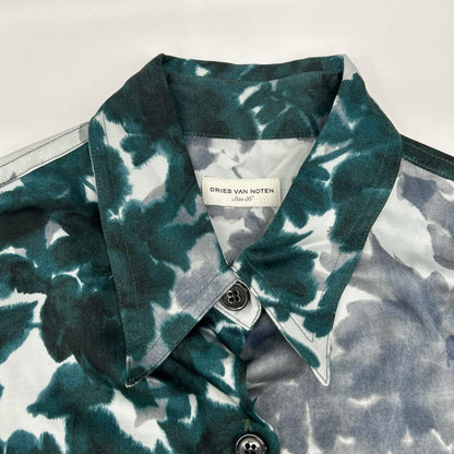 DRIES VAN NOTEN ドリスヴァンノッテン グリーン系 リーフ柄 ビスコース シャツワンピース ワンピース