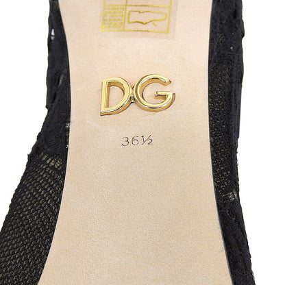 DOLCE&GABBANA ドルチェアンドガッバーナ 新品同様 花柄 レース ヒール アンクルブーツ シューズ レディース ブラック 36 1/2 シューズ