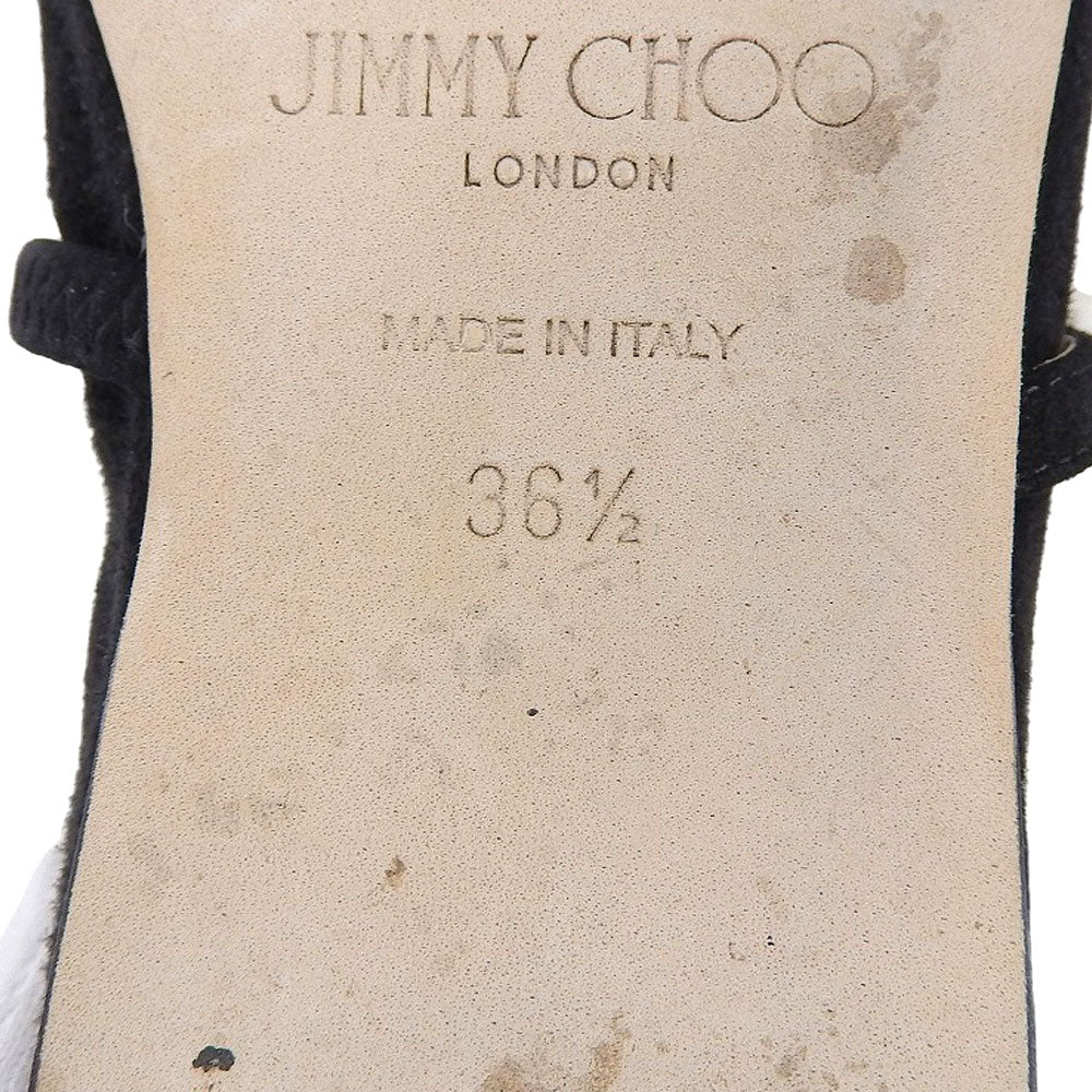 JIMMY CHOO ジミーチュウ 美品 ADE FLAT SZR スエード パール付き フラットパンプス シューズ レディース ブラック 36.5 シューズ