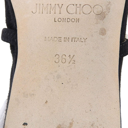JIMMY CHOO ジミーチュウ 美品 ADE FLAT SZR スエード パール付き フラットパンプス シューズ レディース ブラック 36.5 シューズ