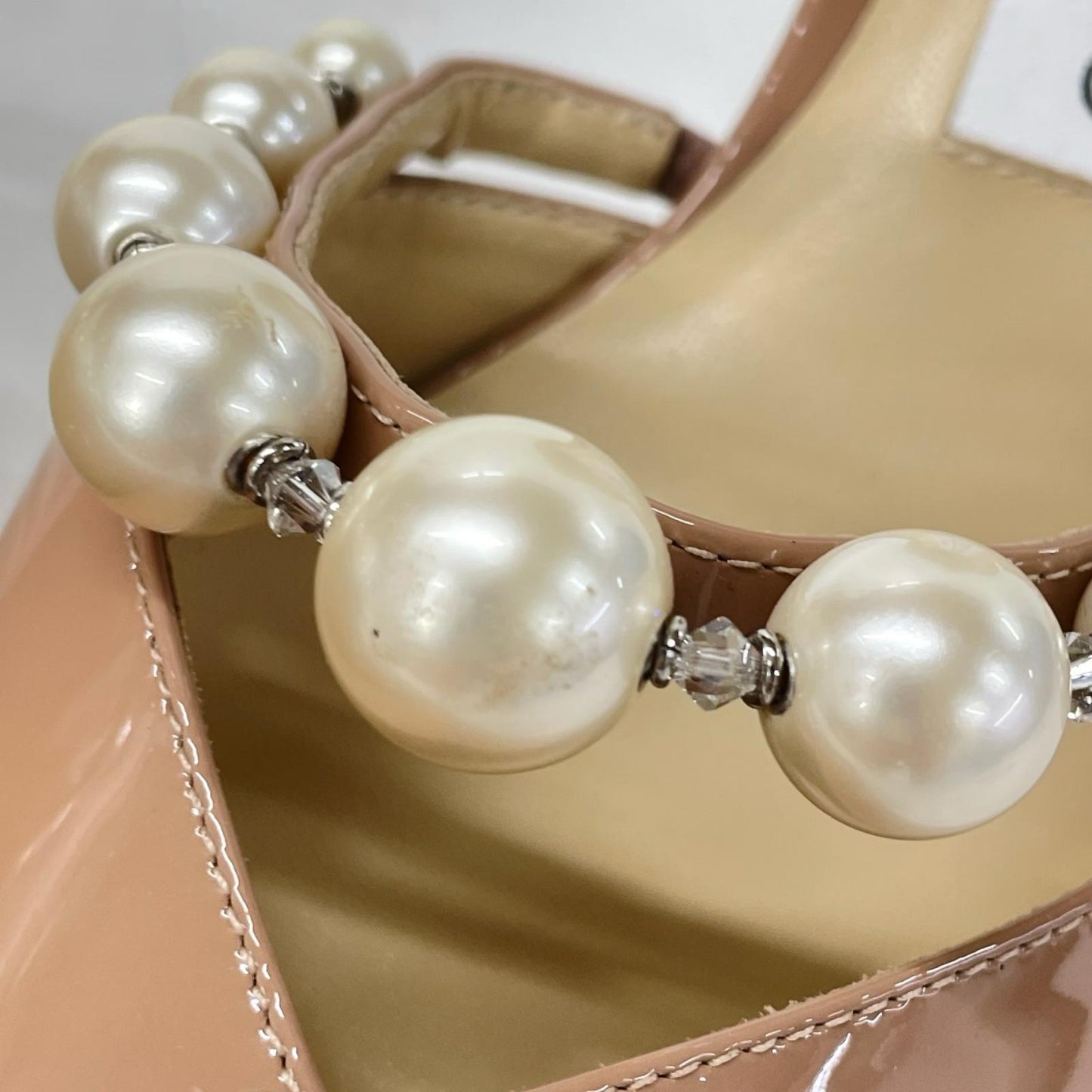 JIMMY CHOO ジミーチュウ Aurelie 85 オーレリー85 レジンパール付 パテントレザー ポインテッドトゥ パンプス シューズ