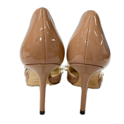 JIMMY CHOO ジミーチュウ Aurelie 85 オーレリー85 レジンパール付 パテントレザー ポインテッドトゥ パンプス シューズ