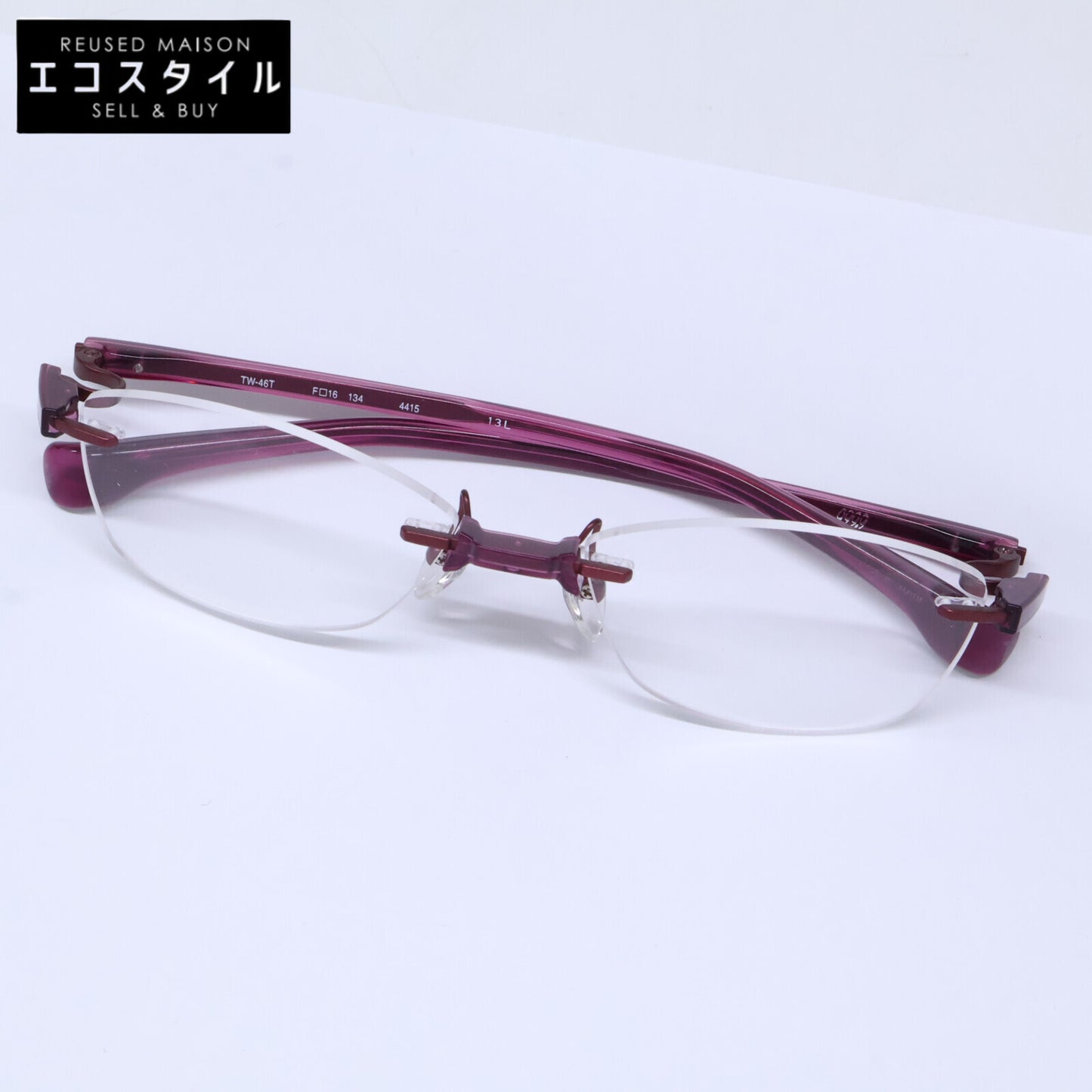 999.9 フォーナインズ 【新品同様】TW-46T 4415 リムレス アイウェア 眼鏡