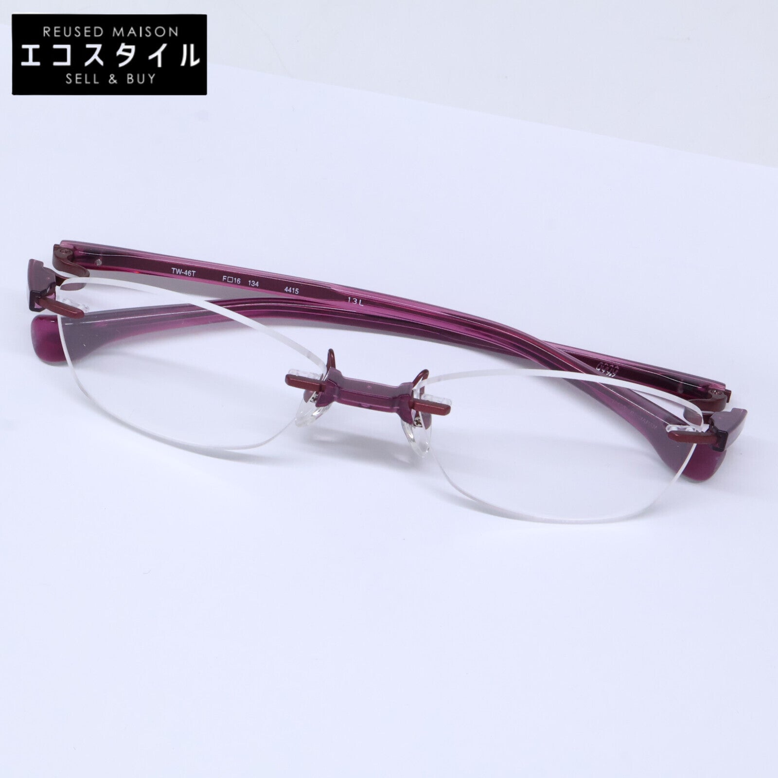 999.9 フォーナインズ 【新品同様】TW-46T 4415 リムレス アイウェア 眼鏡