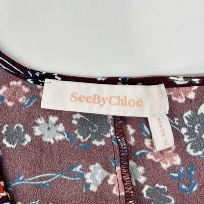SEE BY CHLOE シーバイクロエ エンジ系 Vネック フラワーデザイン ワンピース ワンピース
