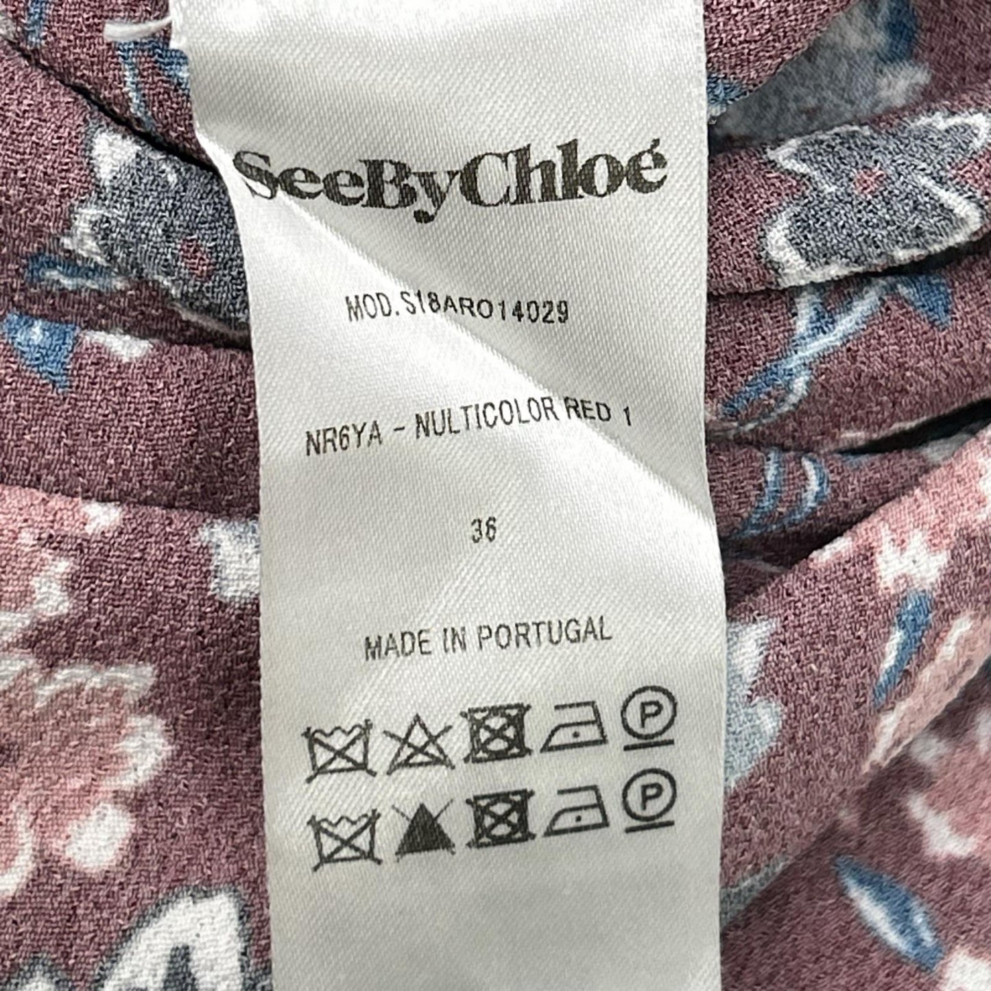 SEE BY CHLOE シーバイクロエ エンジ系 Vネック フラワーデザイン ワンピース ワンピース