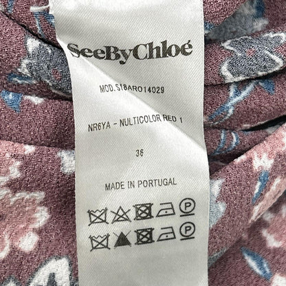 SEE BY CHLOE シーバイクロエ エンジ系 Vネック フラワーデザイン ワンピース ワンピース