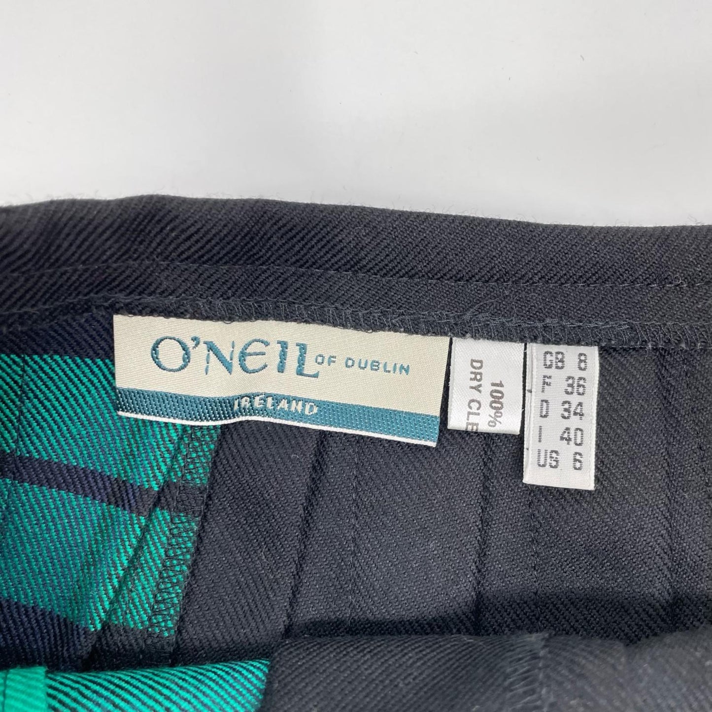 O'NEIL OF DUBLIN オニールオブダブリン ブラック×グリーン チェック柄 ラップスカート スカート