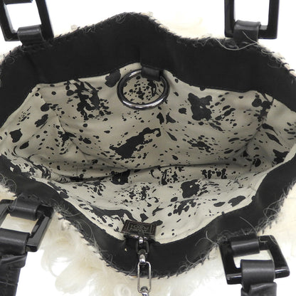 JAMIN PUECH ジャマンピュエッシュ レザー×ファー ハンドバッグ レディース ブラック ハンドバッグ