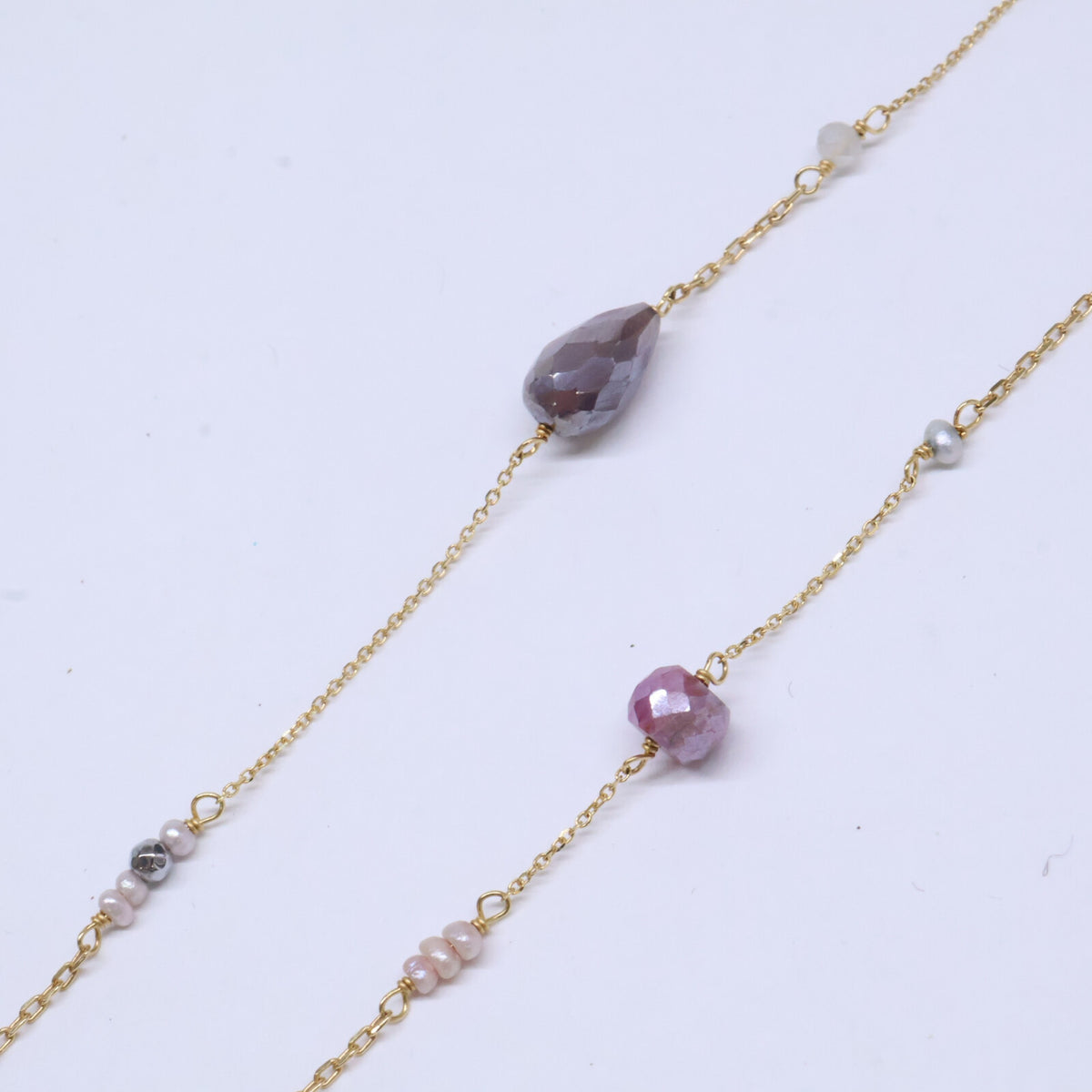 SweetPea スイートピー 【美品】750 マルチカラーストーン ロングチェーン ネックレス