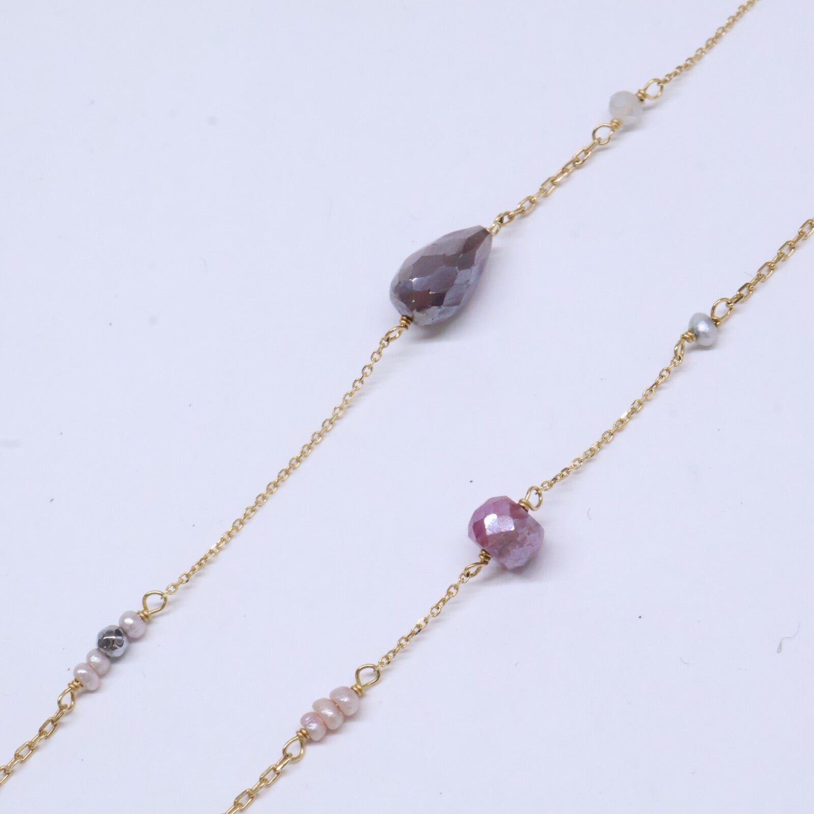 SweetPea スイートピー 【美品】750 マルチカラーストーン ロングチェーン ネックレス