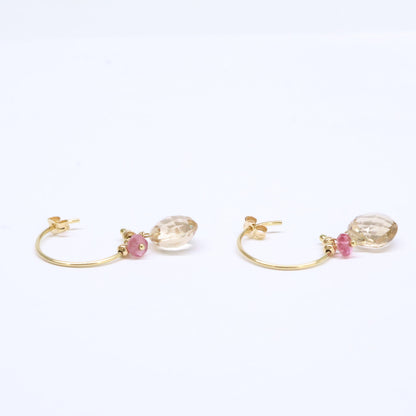 SweetPea スイートピー 750 カラーストーン フープ ピアス