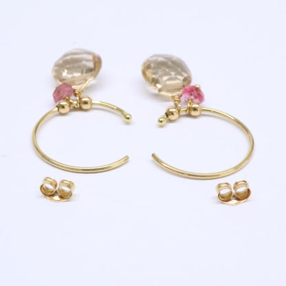 SweetPea スイートピー 750 カラーストーン フープ ピアス