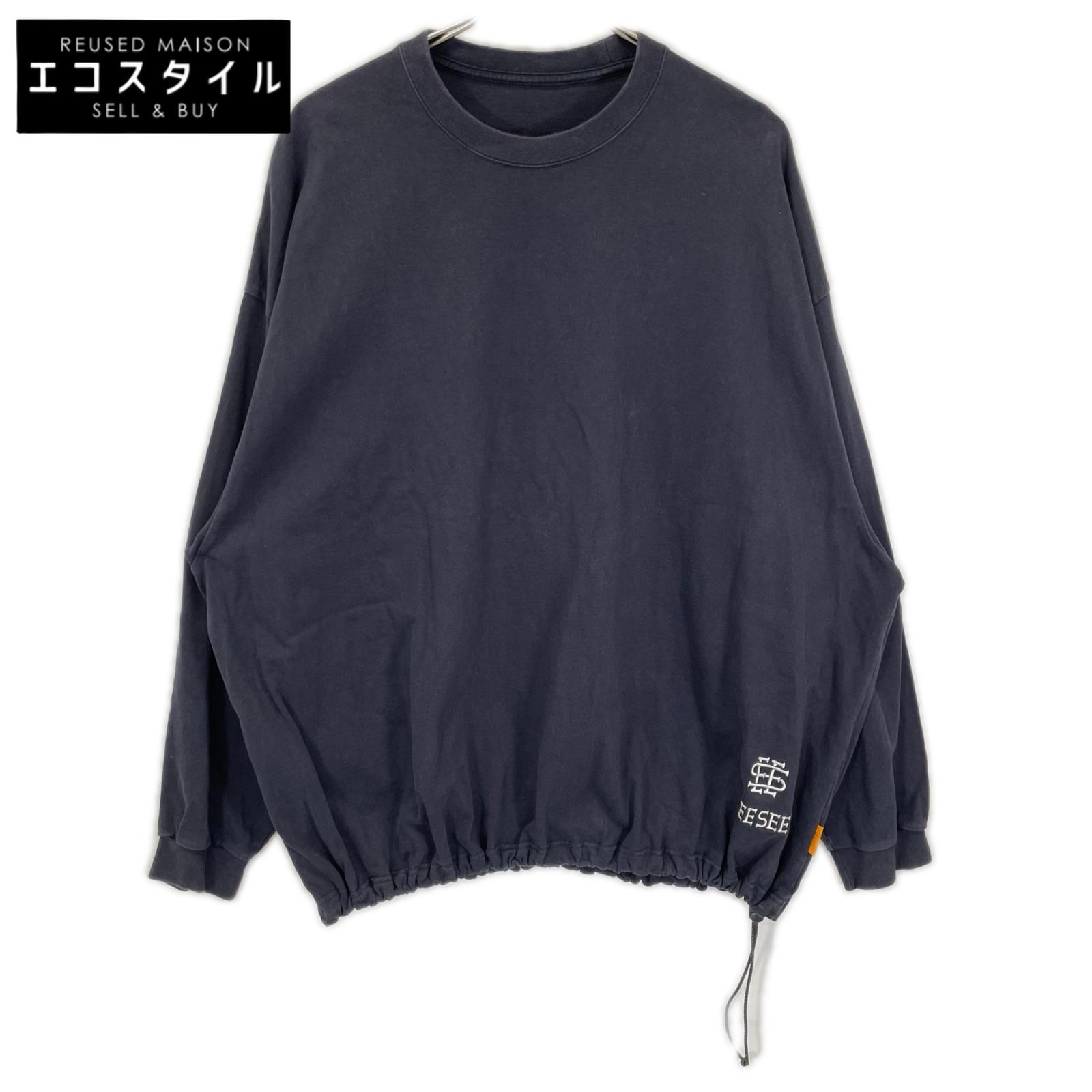 SEE SEE シーシー ネイビー コットン SUPER BIG FLAT LS TEE トップス
