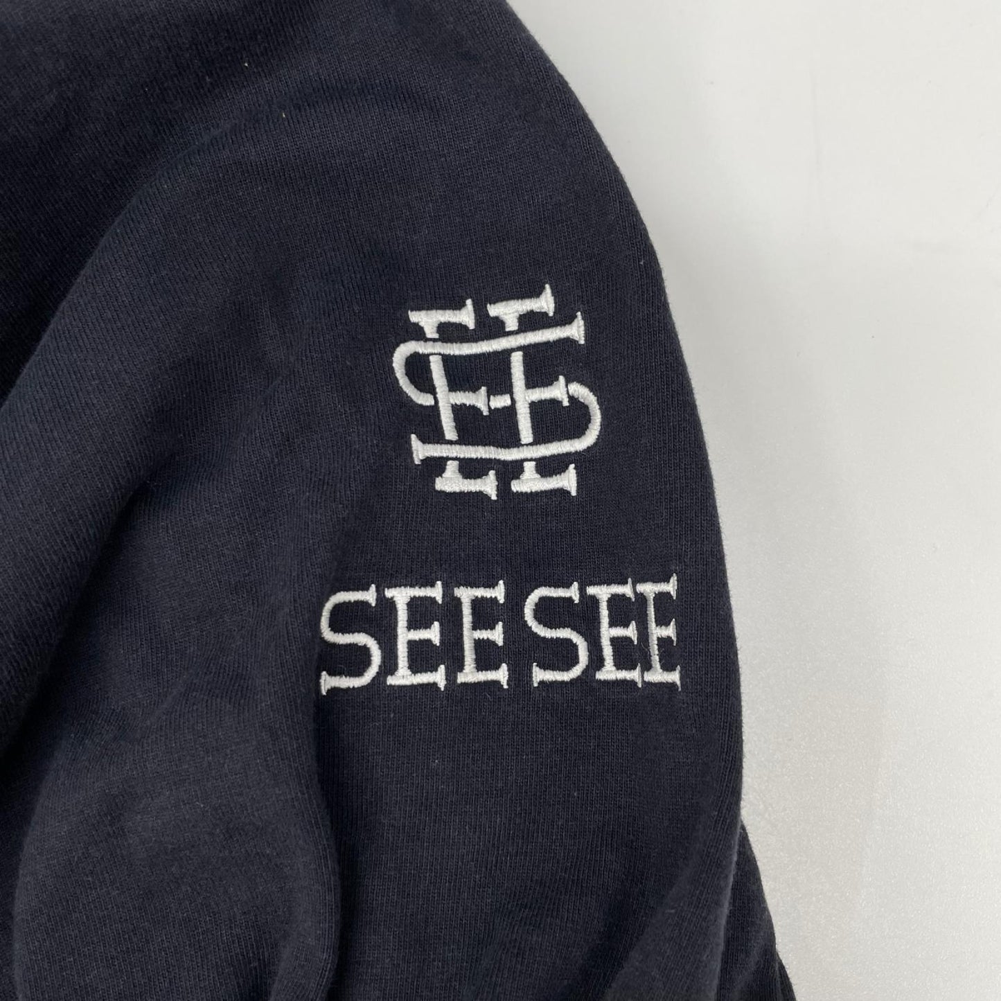 SEE SEE シーシー ネイビー コットン SUPER BIG FLAT LS TEE トップス