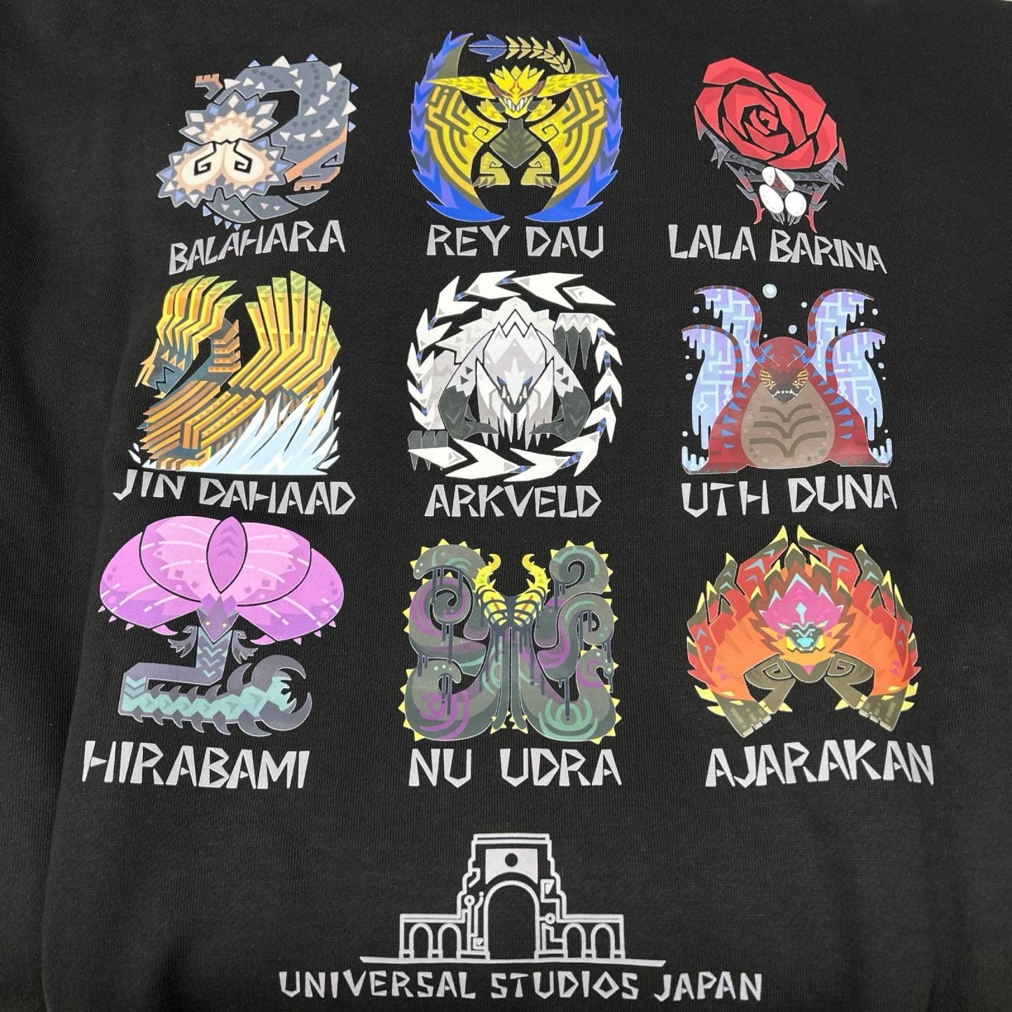 USJ×モンスターハンターワイルズ 狩猟中プリント パーカー トップス