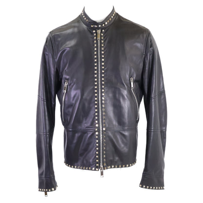 VALENTINO ヴァレンティノ 【美品/国内正規】NV3NA71P2AD ロックスタッズ ラムレザー シングルライダースジャケット ジャケット