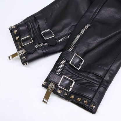 VALENTINO ヴァレンティノ 【美品/国内正規】NV3NA71P2AD ロックスタッズ ラムレザー シングルライダースジャケット ジャケット