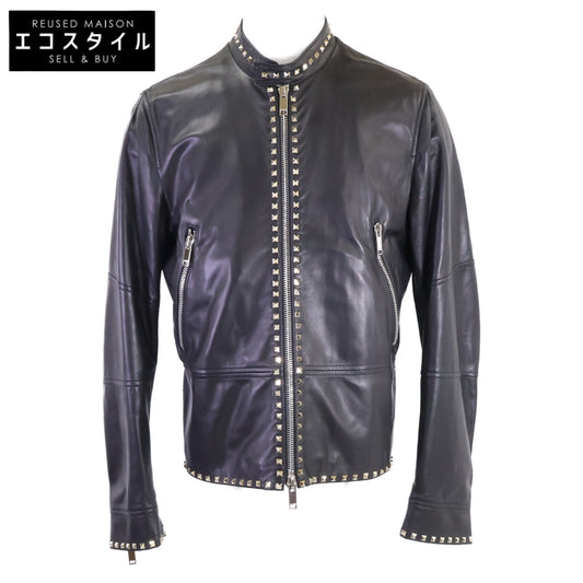 VALENTINO ヴァレンティノ 【美品/国内正規】NV3NA71P2AD ロックスタッズ ラムレザー シングルライダースジャケット ジャケット