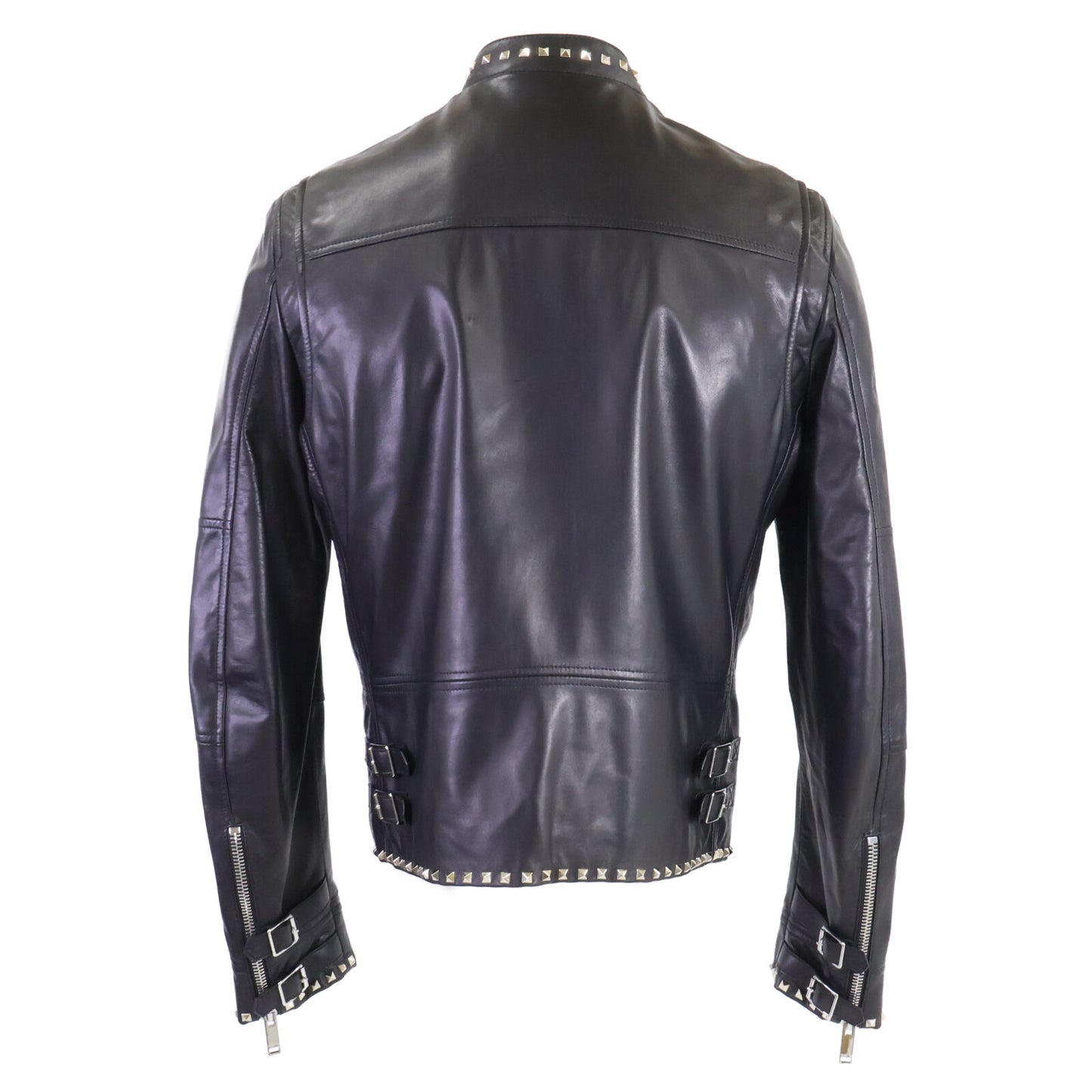 VALENTINO ヴァレンティノ 【美品/国内正規】NV3NA71P2AD ロックスタッズ ラムレザー シングルライダースジャケット ジャケット
