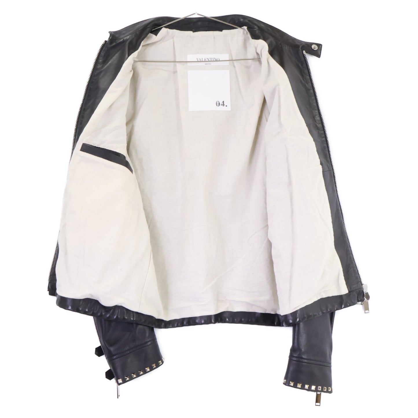 VALENTINO ヴァレンティノ 【美品/国内正規】NV3NA71P2AD ロックスタッズ ラムレザー シングルライダースジャケット ジャケット