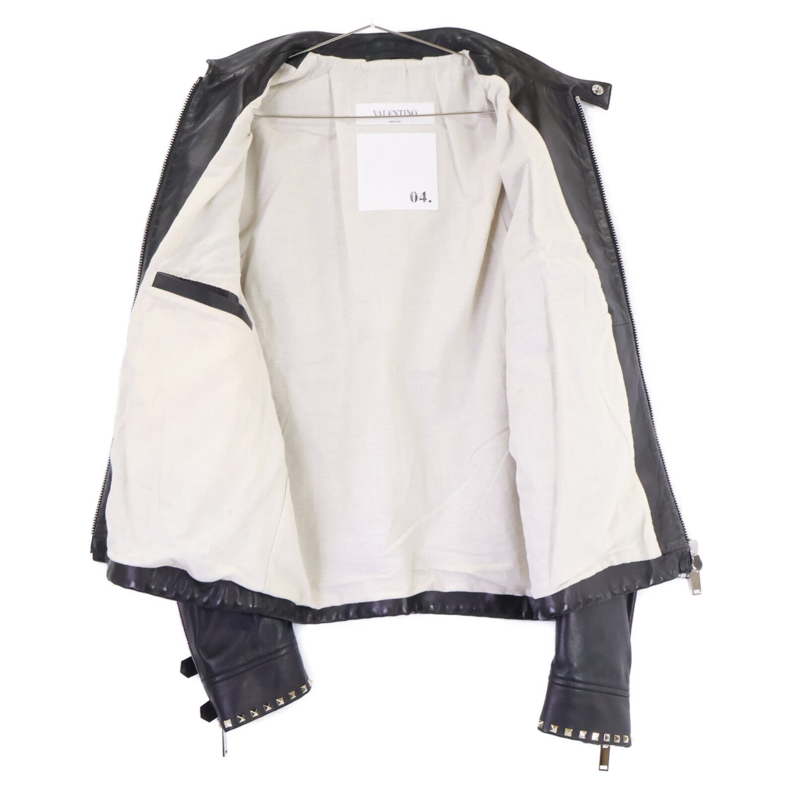 VALENTINO ヴァレンティノ 【美品/国内正規】NV3NA71P2AD ロックスタッズ ラムレザー シングルライダースジャケット ジャケット