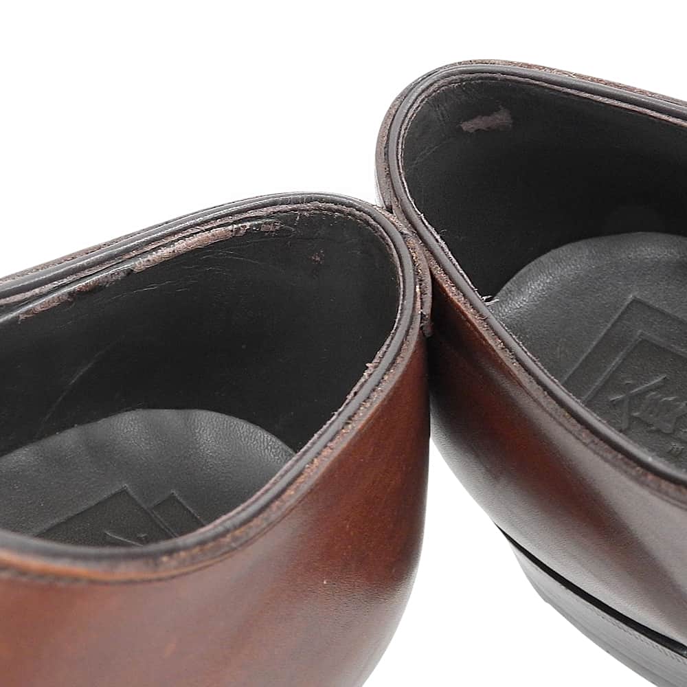 三陽山長 三陽山長 美品 弦六郎 パンチドキャップトゥ レザーシューズ メンズ ブラウン 7F Q7415 シューズ