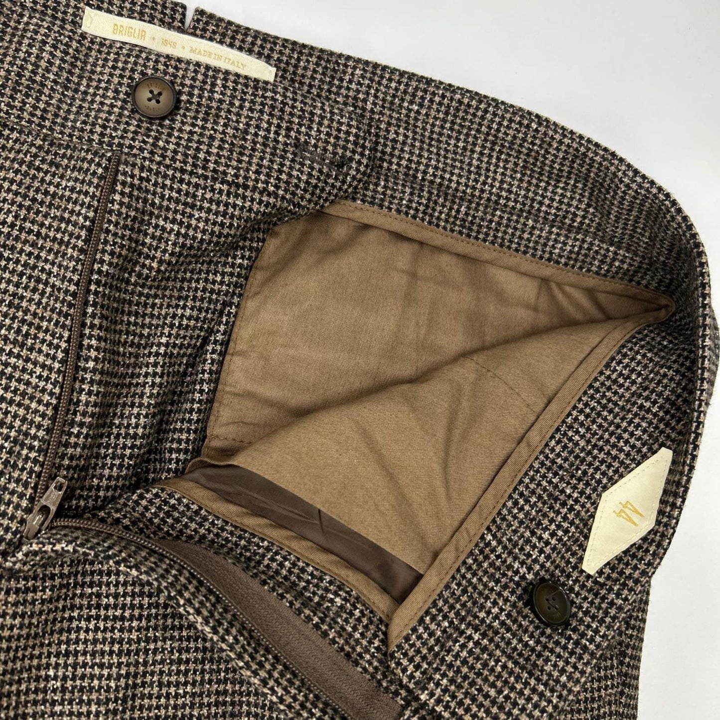 BRIGLIA 1949 ブリリア1949 424124 ブラウン ハウンズトゥース Piccadilly パンタローネ ボトムス