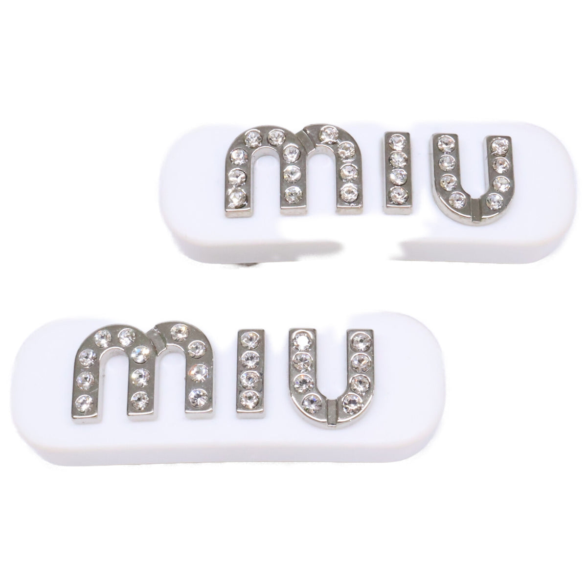 MIUMIU ミュウミュウ 【美品】5IF072 2F4N F0W5V クリスタル ロゴ ミニ バレッタ ヘアアクセサリー
