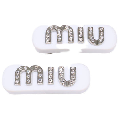 MIUMIU ミュウミュウ 【美品】5IF072 2F4N F0W5V クリスタル ロゴ ミニ バレッタ ヘアアクセサリー