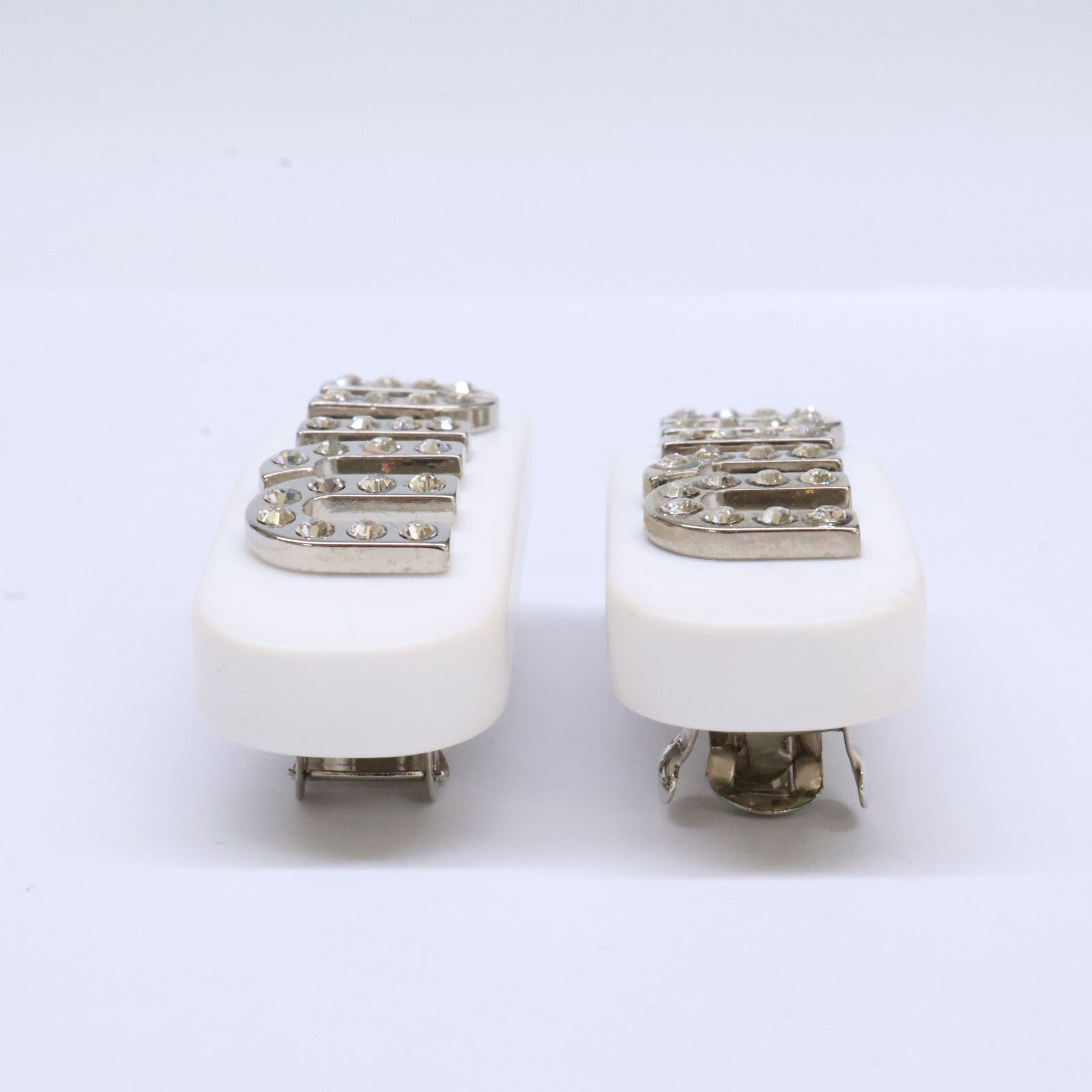 MIUMIU ミュウミュウ 【美品】5IF072 2F4N F0W5V クリスタル ロゴ ミニ バレッタ ヘアアクセサリー