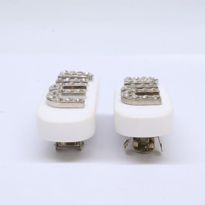 MIUMIU ミュウミュウ 【美品】5IF072 2F4N F0W5V クリスタル ロゴ ミニ バレッタ ヘアアクセサリー