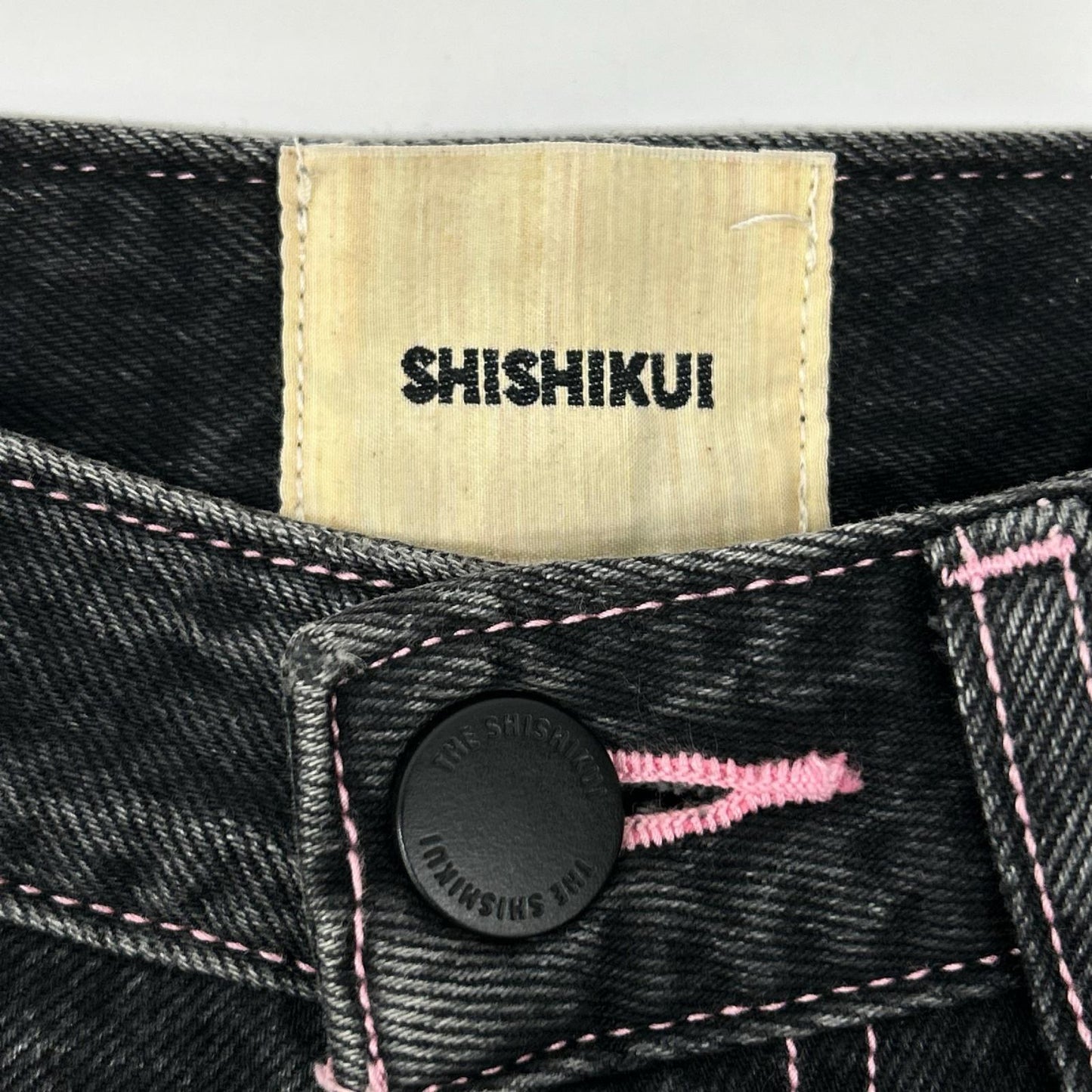 THE SHISHIKUI シシクイ 1577-1582 ブラック/ピンク Daco ワイドデニムパンツ ボトムス