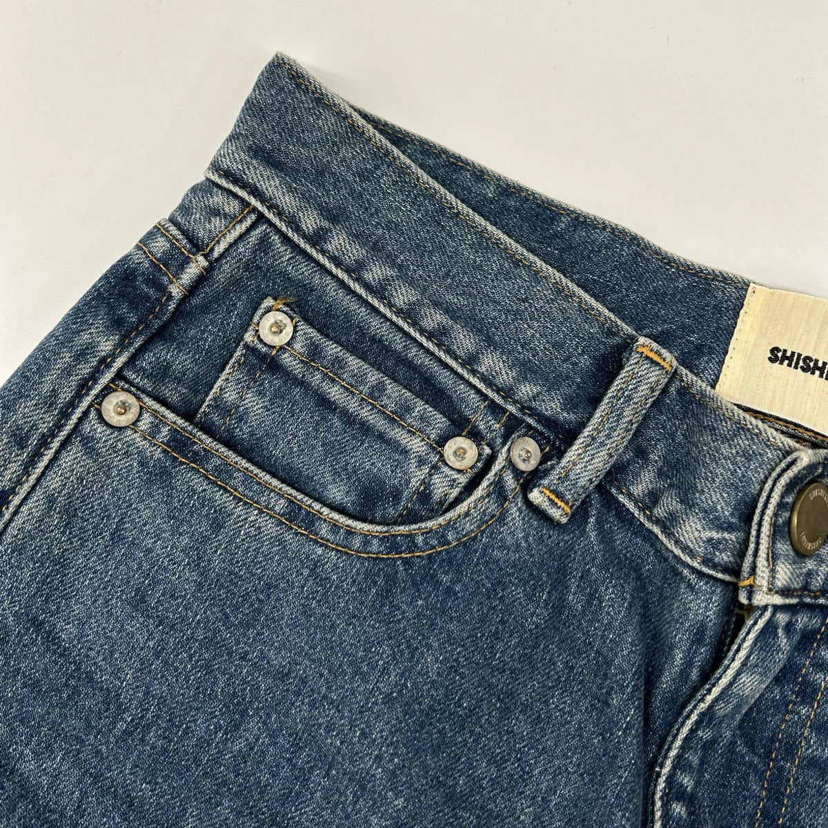 THE SHISHIKUI シシクイ 2081-2086 ブルー MID ワイドデニムパンツ ボトムス