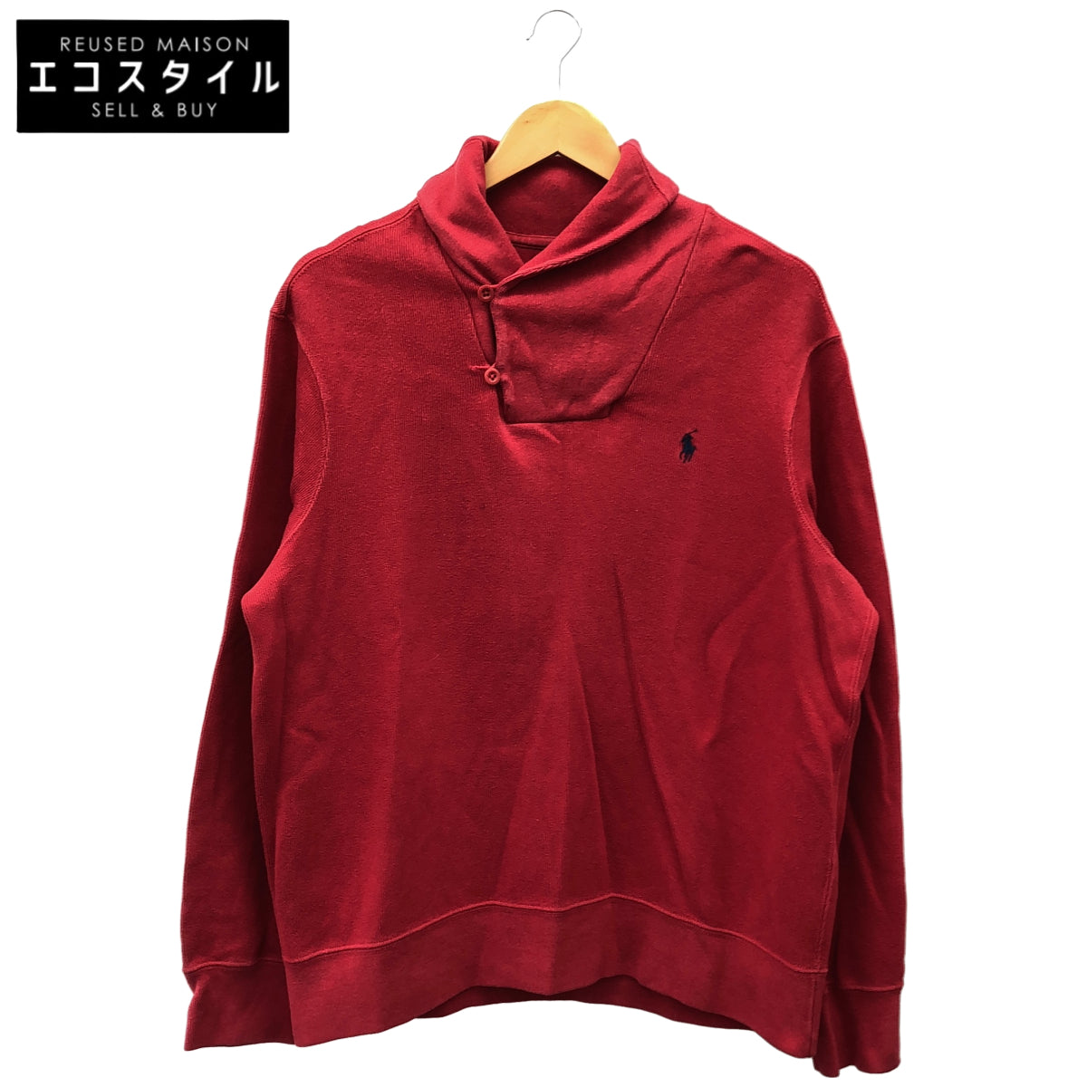 POLObyRalphLauren ポロラルフローレン 1275137 レッド コットン ポニー刺繍 ショールカラー カットソー トップス