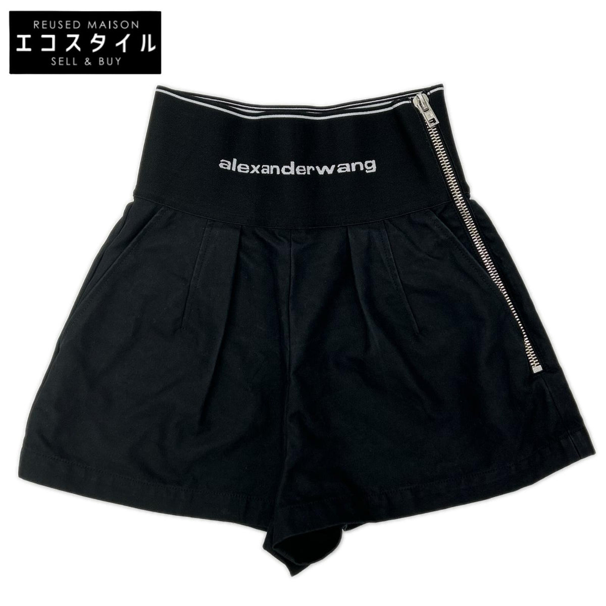ALEXANDER WANG アレキサンダーワン 1WC1224450 ブラック ウエストロゴ ショートパンツ ボトムス