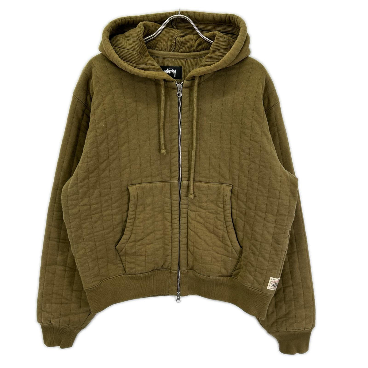 stussy ステューシー 23AW 118526 カーキ ヴァーティカル キルティングジップフーディ ジャケット