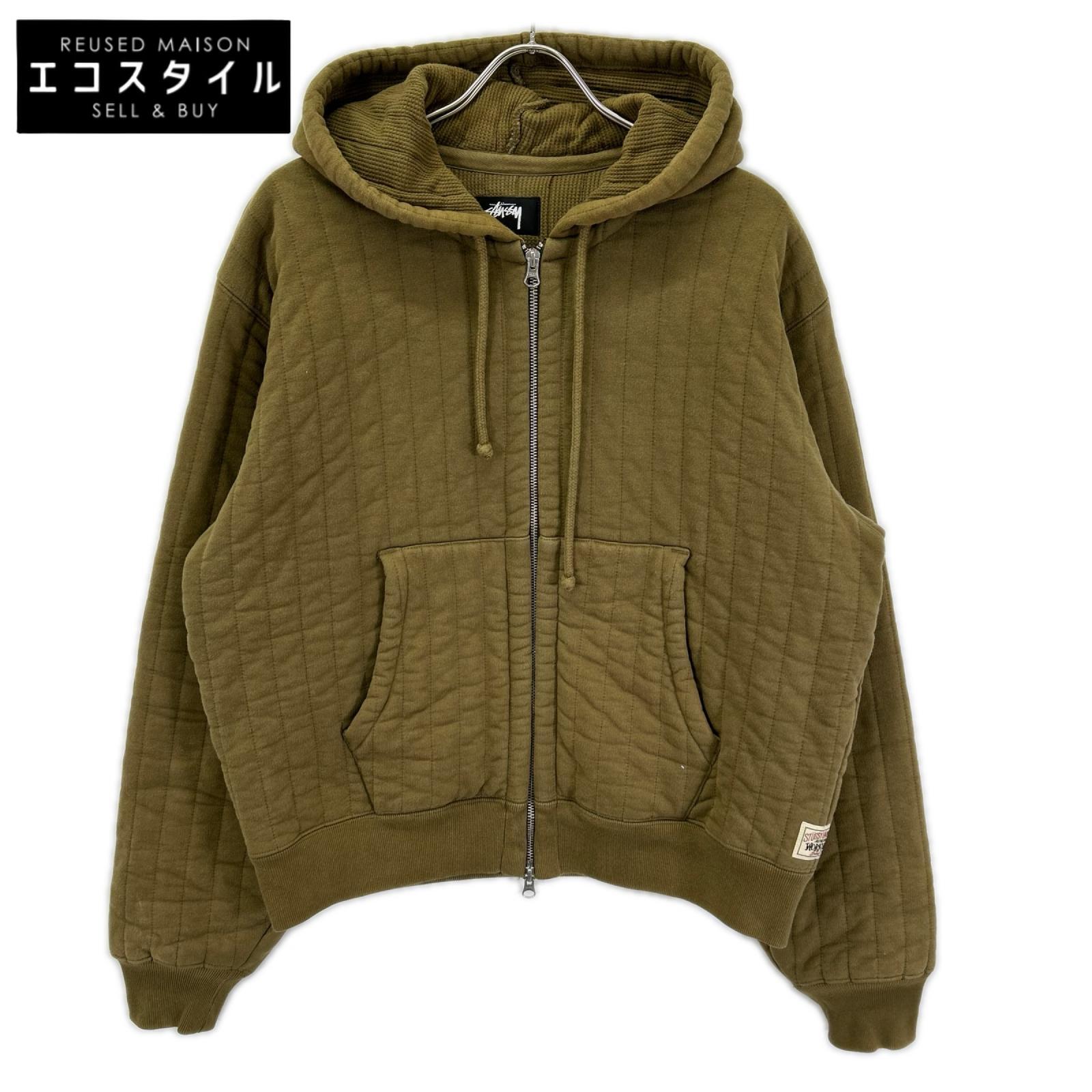 stussy ステューシー 23AW 118526 カーキ ヴァーティカル キルティングジップフーディ ジャケット